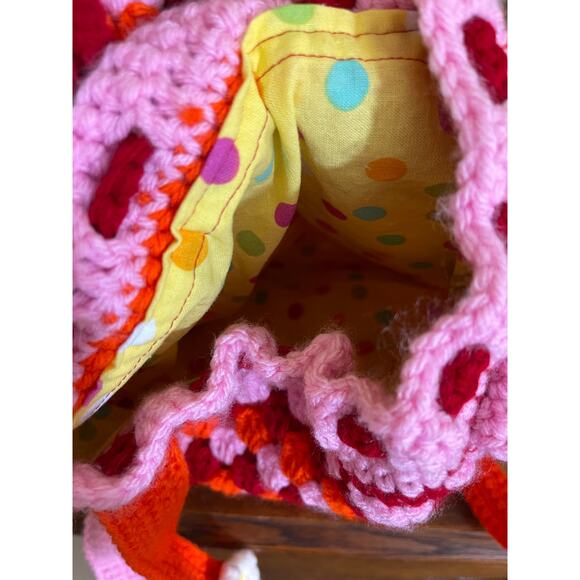 Knit Floral Backpack Handbag Handmade Crochet Boho Festival Colorful Bag &Wallet - Picture 12 of 15